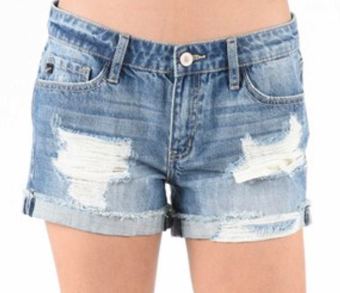 Not Alone Distressed Kancan Bermuda Shorts in Blue – HASHTAG DNA