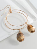 Natural Stone Gold Drop Earrings