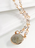 NATURAL STONE AND CRYSTAL BEAD NECKLACE