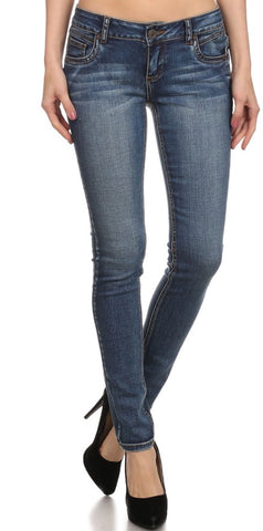 Faded Detail Skinny Jeans