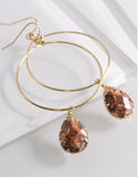 Natural Stone Gold Drop Earrings