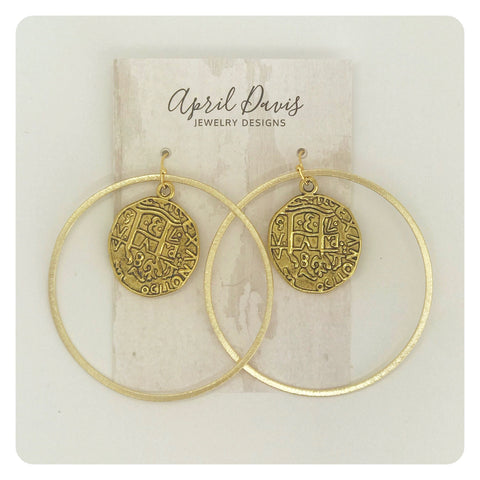 Large Gold w/ Coin Earring