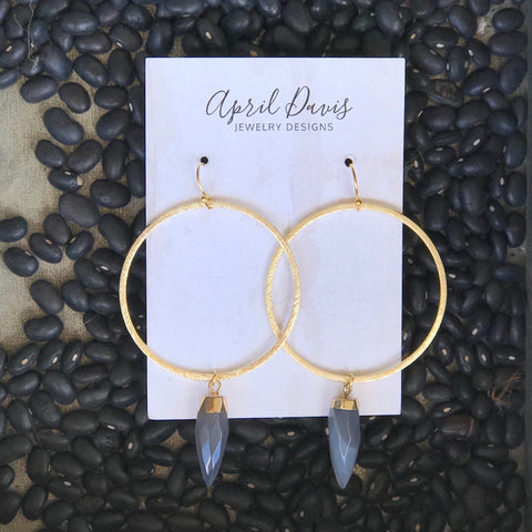Faceted Amazonite & Brushed Gold Earrings