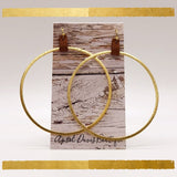 Large Gold Hoop Leather Earrings