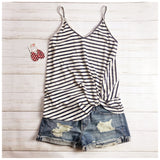 Navy and White Side Twist Tank